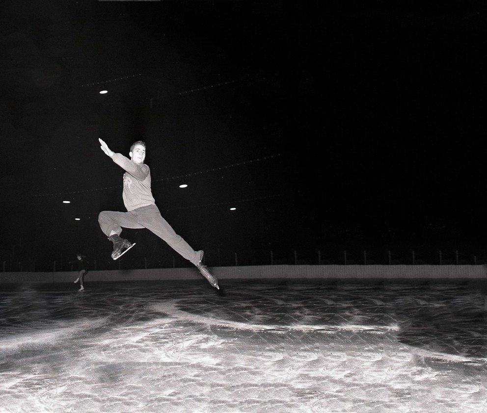 Karol Divín počas tréningu na majstrovstvách Európy 1958