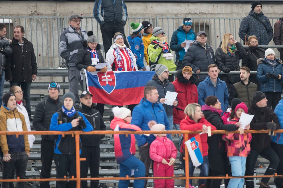 Na snímke slovenskí fanúšikovia počas pretekov IBU Cupu v roku 2018. 
