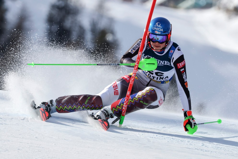 Petra Vlhová počas druhého kola kombinácie (slalom) na MS v lyžovaní.