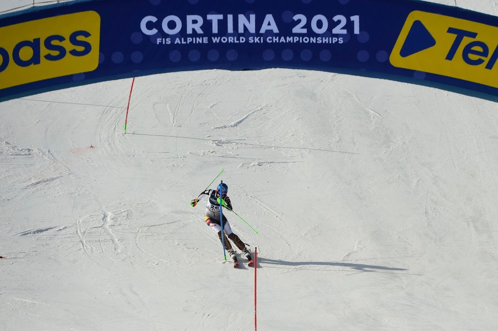 Petra Vlhová počas druhého kola kombinácie (slalom) na MS v lyžovaní.