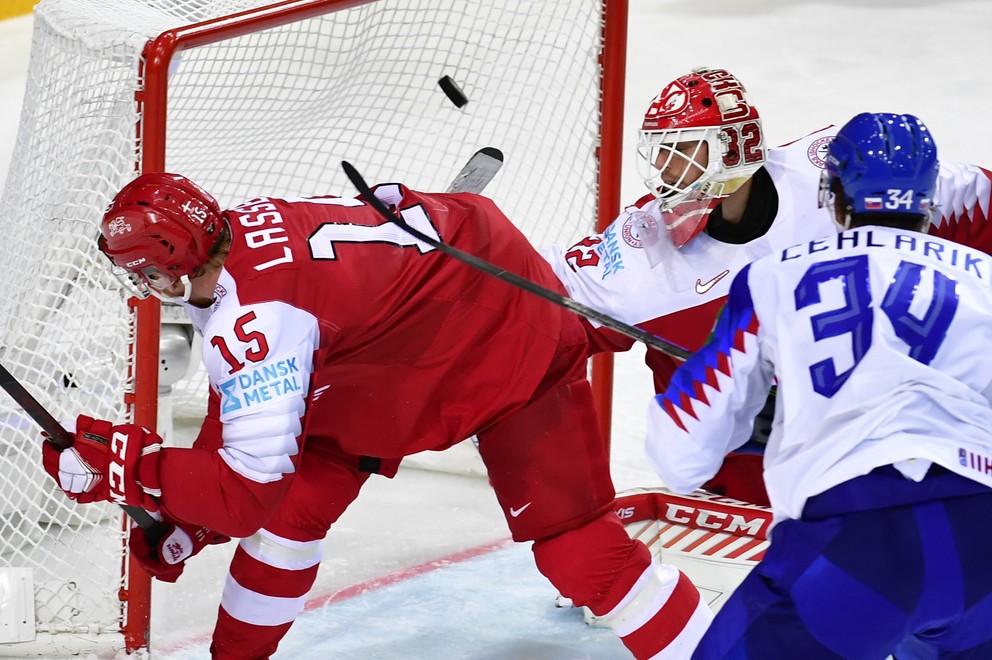 Peter Cehlárik a jeho gól v zápase Slovensko - Dánsko na MS v hokeji 2021.