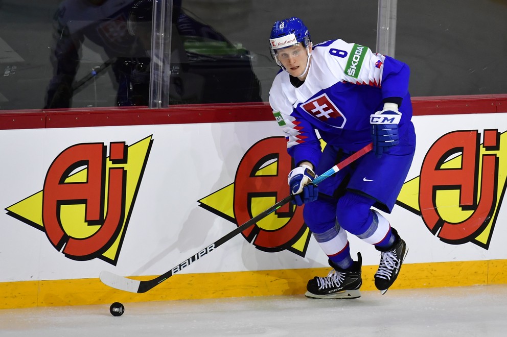 Pavol Skalický v zápase Slovensko - Švédsko na MS v hokeji 2021.