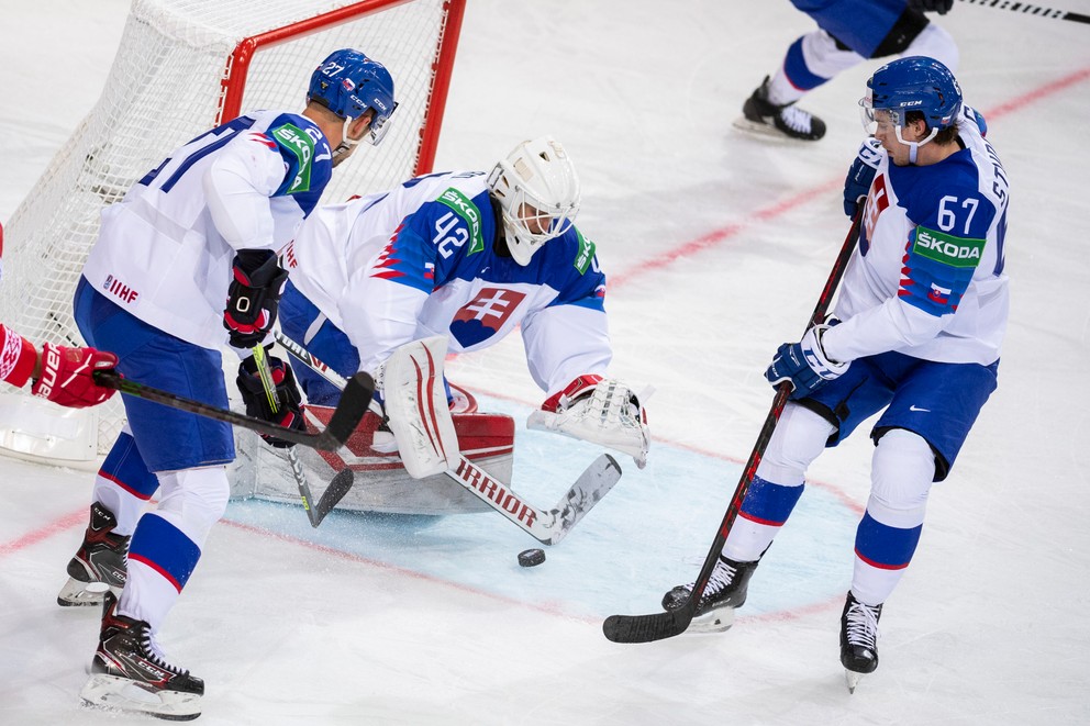 Branislav Konrád v zápase Slovensko - Bielorusko na MS v hokeji 2021.