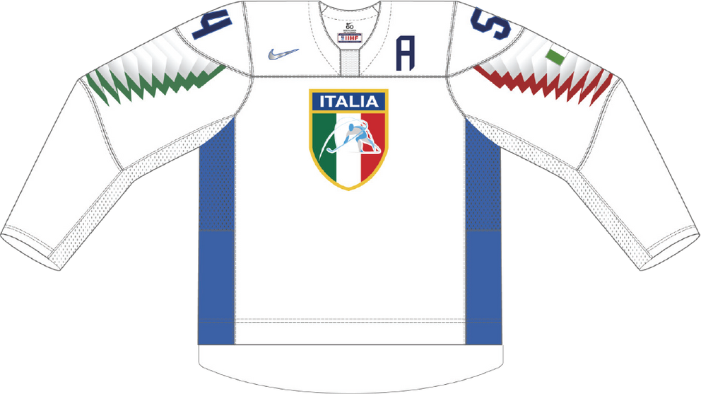 Taliansko na MS v hokeji 2021 - dresy doma.