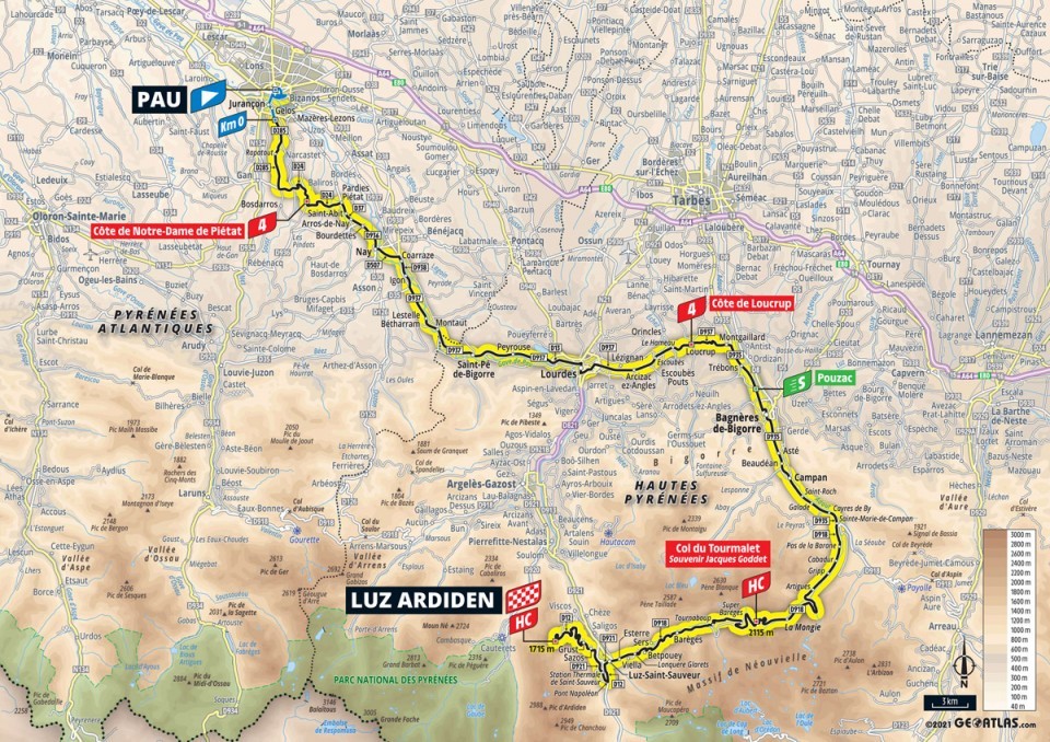 18. etapa na Tour de France 2021 - mapa.