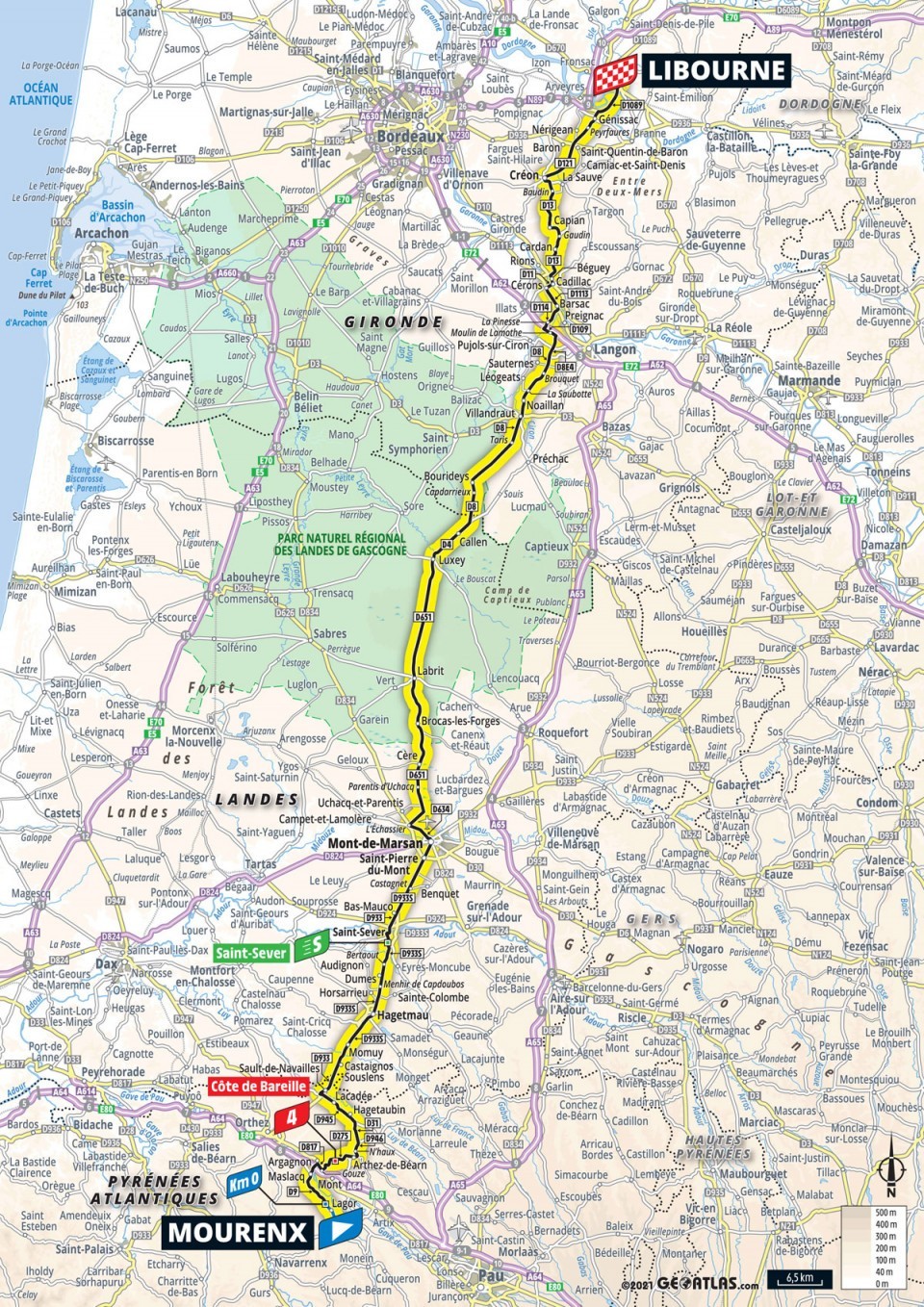 19. etapa na Tour de France 2021 - mapa.