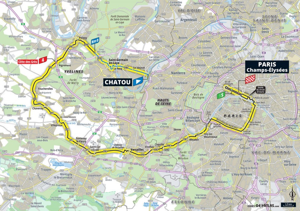 21. etapa na Tour de France 2021 - mapa.