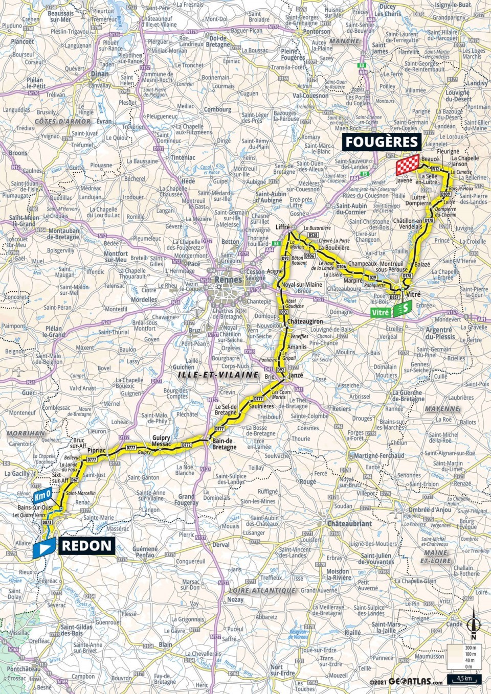 4. etapa na Tour de France 2021 - mapa.