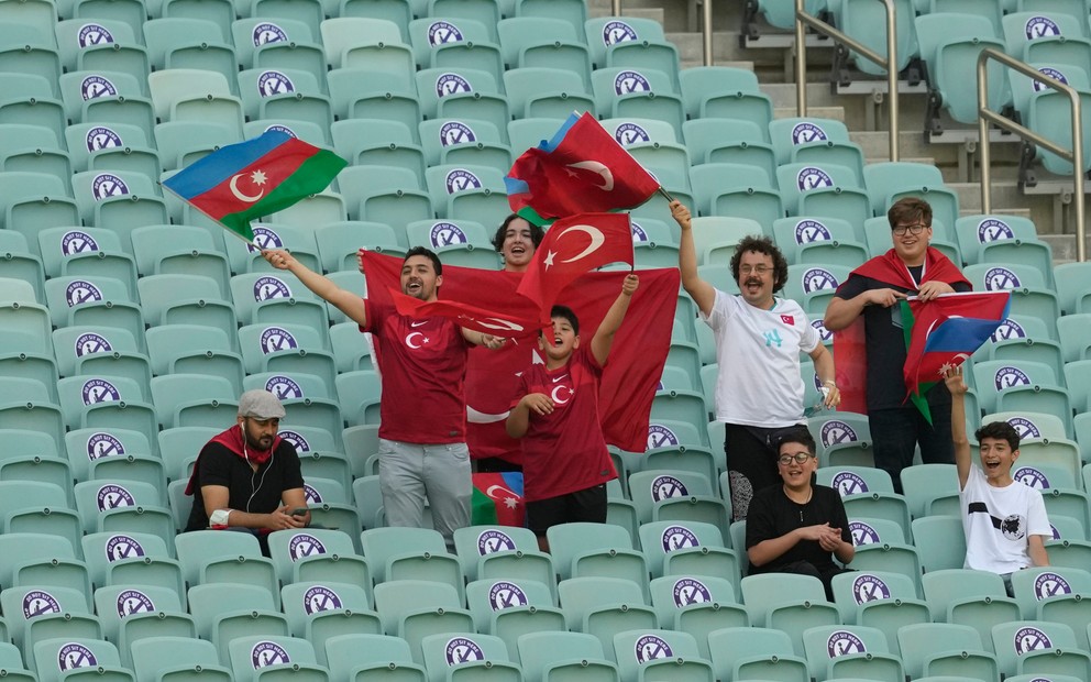 Fanúšikovia z Azerbajdžanu v Baku na EURO 2020.