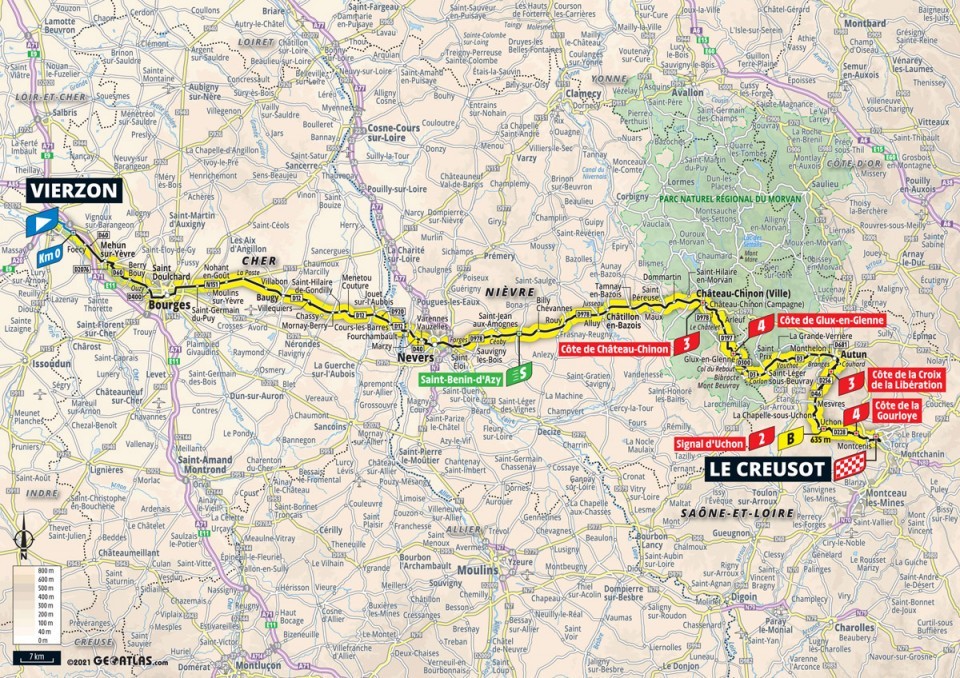 7. etapa na Tour de France 2021 - mapa.