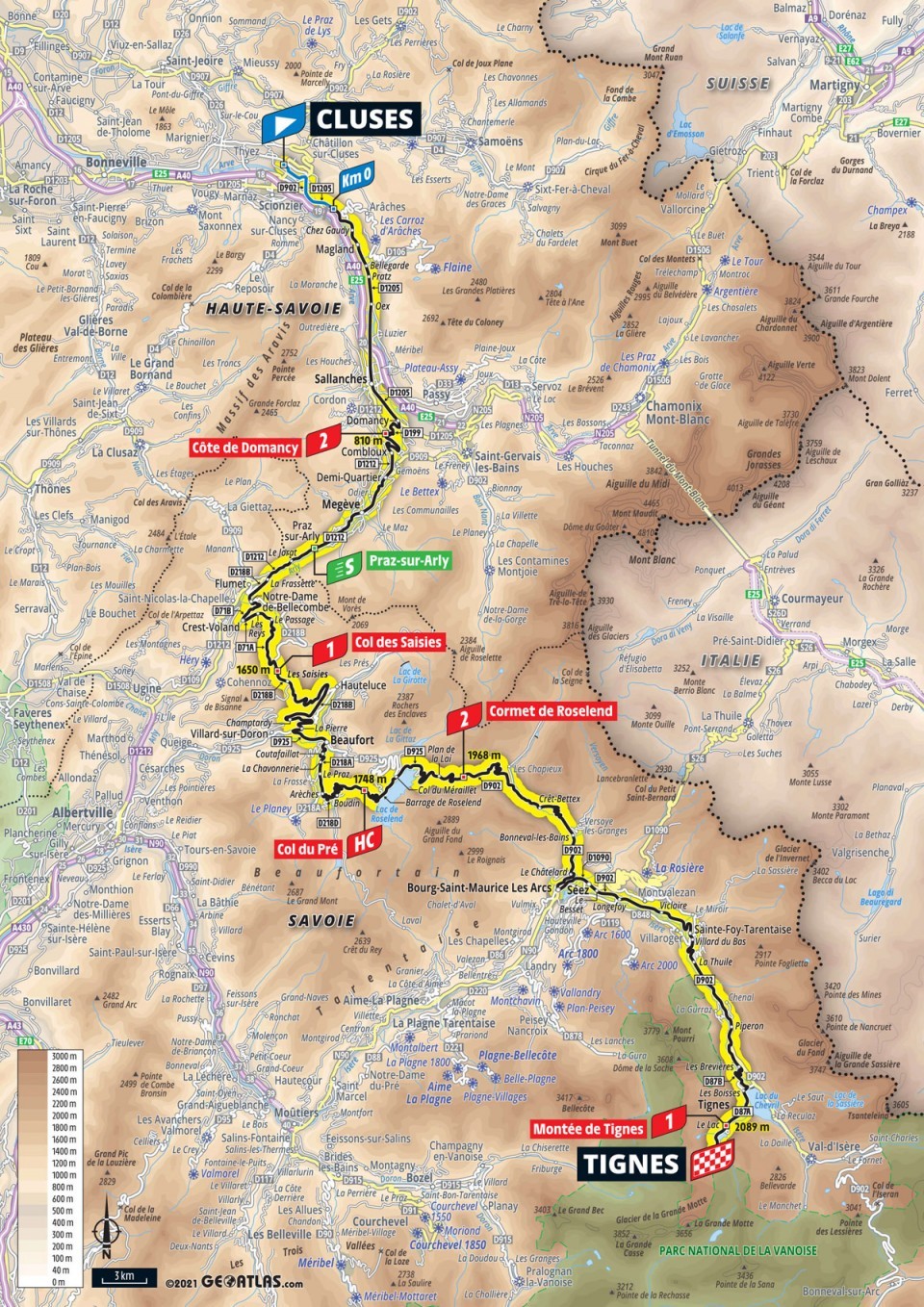 9. etapa na Tour de France 2021 - mapa.