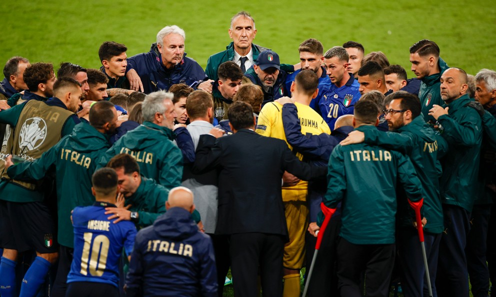 Momentka z finále ME vo futbale (EURO 2020 / 2021): Taliansko vs. Anglicko.
