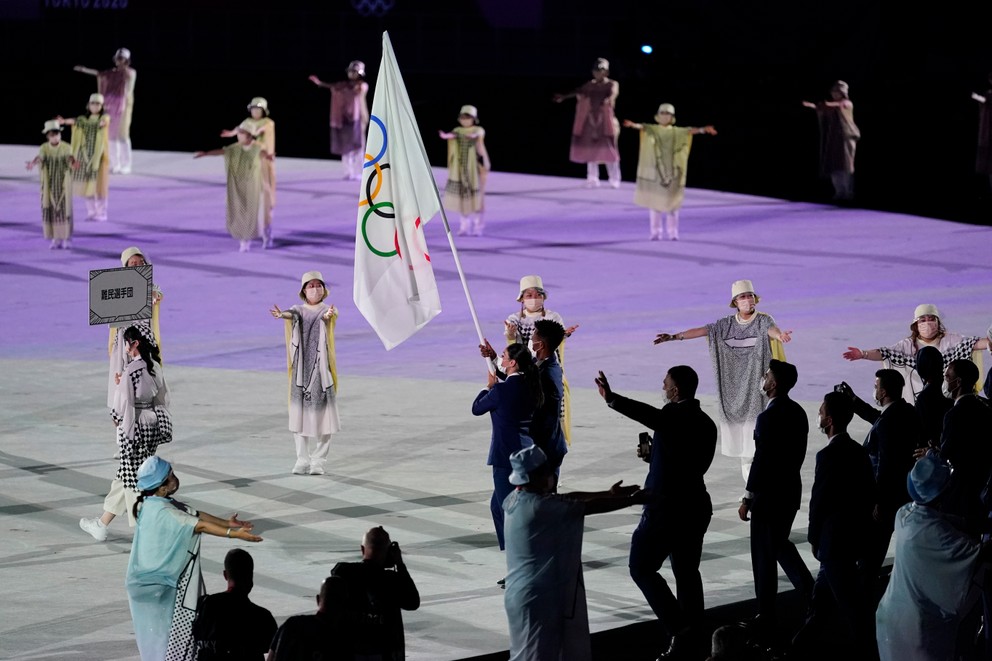 Otvárací ceremoniál letných olympijských hier v Tokiu 2021. Začiatok predstavovania výprav jednotlivých krajín.