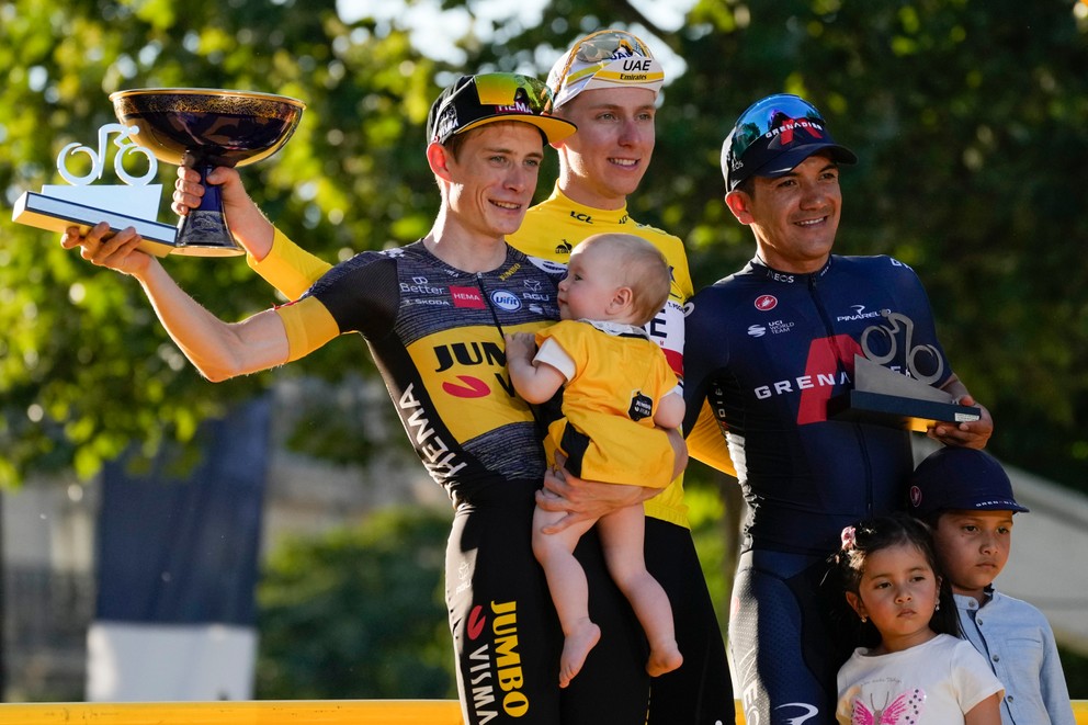 Stupne víťazov cyklistických pretekov Tour de France 2021. 