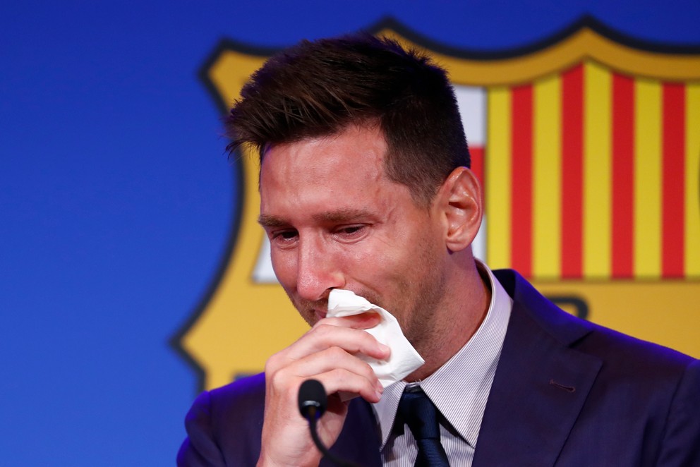 Lionel Messi na poslednej tlačovej konferencii s Barcelonou plakal.