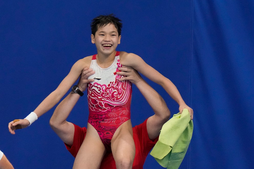 Radosť zlatej olympijskej medailistky Čchüan Chung-čchan.