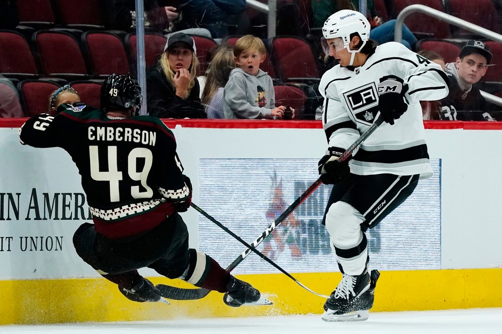 Martin Chromiak (vpravo) v drese Los Angeles Kings. 