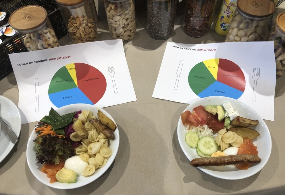 Belgickí futbalisti majú naordinovaný jedálniček. Vľavo je strava pre viac vyťažených, vpravo pre menej.