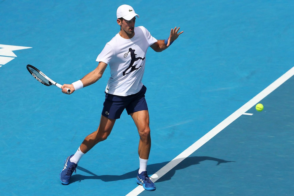 Novak Djokovič počas tréningu na Australian Open.