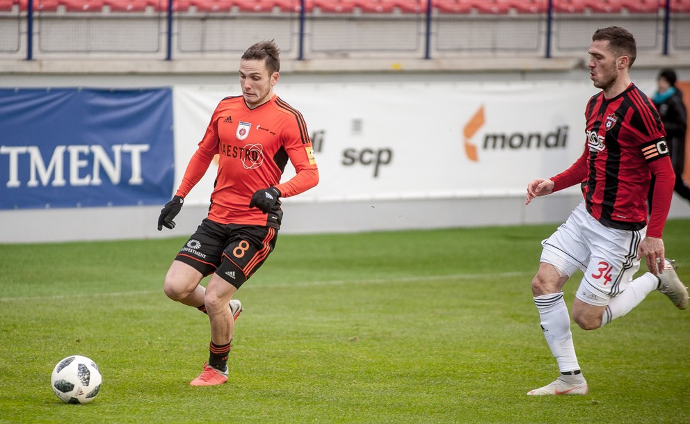 Dalibor Takáč (vľavo) v drese MFK Ružomberok. 