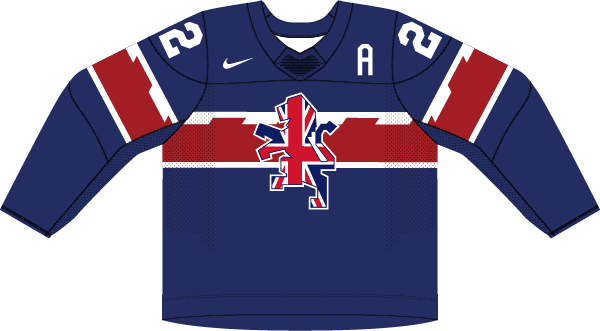 Veľká Británia na MS v hokeji 2022 - dresy vonku. 