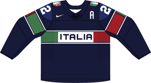 Taliansko na MS v hokeji 2022 - dresy vonku. 