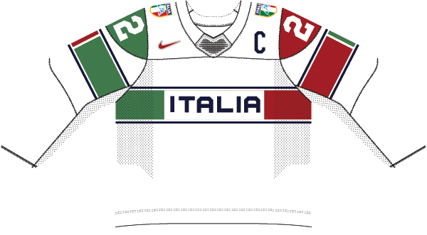 Taliansko na MS v hokeji 2022 - dresy doma. 