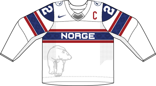 Nórsko na MS v hokeji 2022 - dresy doma. 