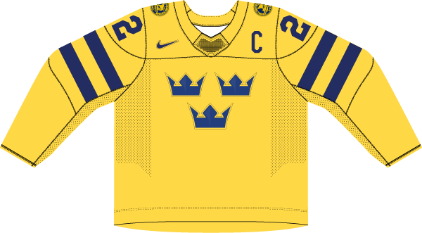 Švédsko na MS v hokeji 2022 - dresy doma. 