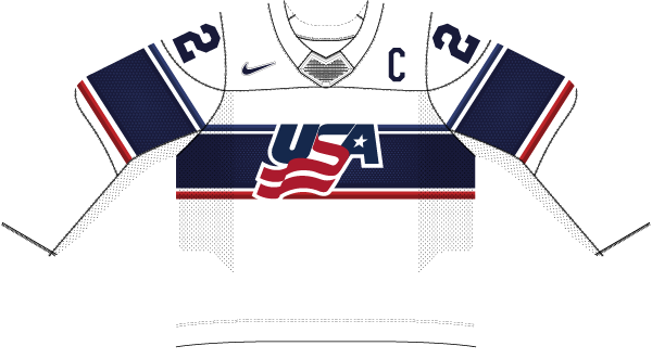 USA na MS v hokeji 2022 - dresy doma. 