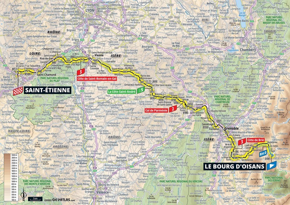 Mapa: 13. etapa na Tour de France 2022.