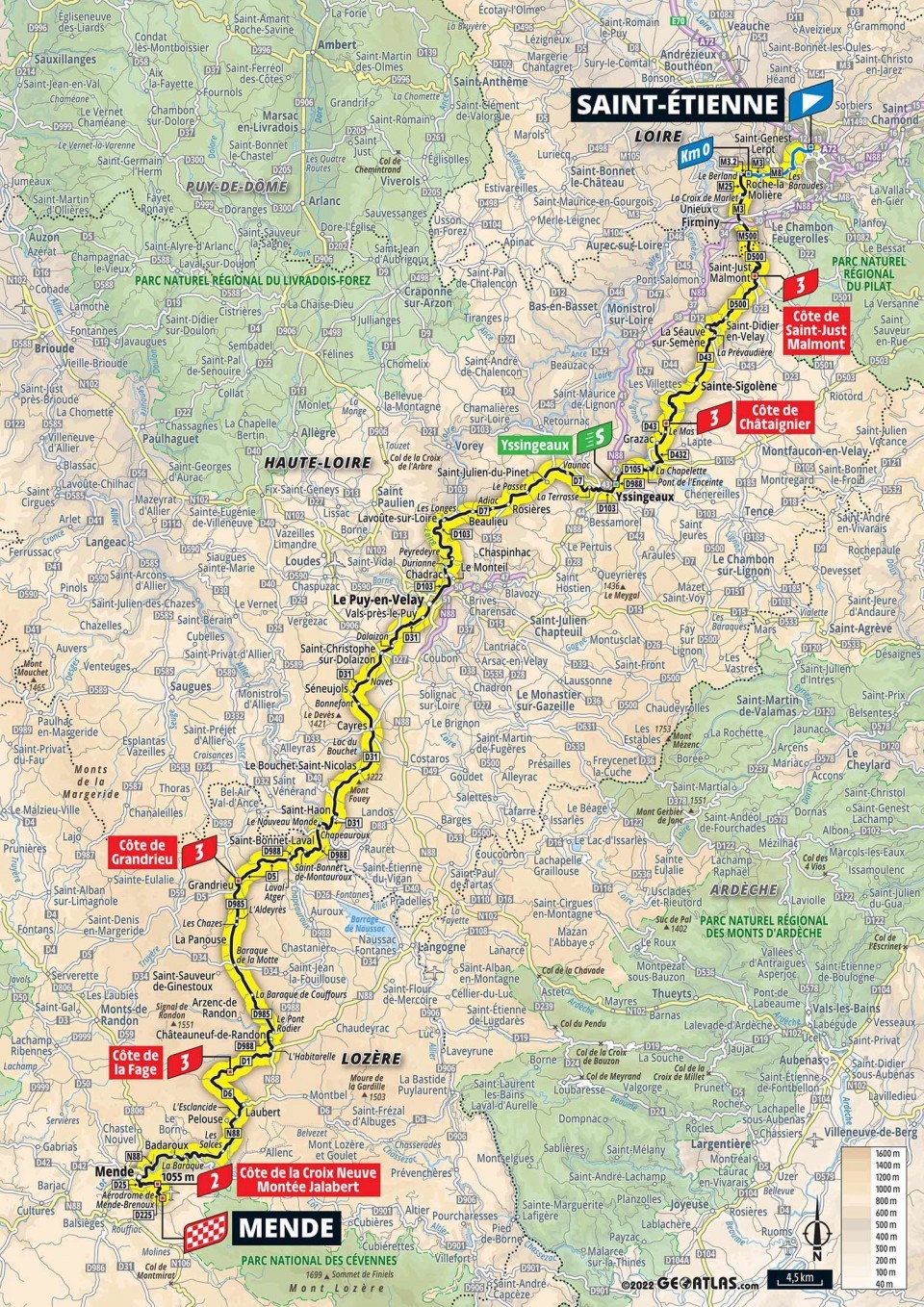 Mapa: 14. etapa na Tour de France 2022.
