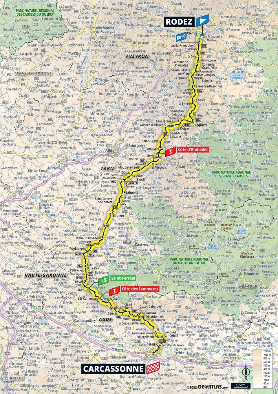 Mapa: 15. etapa na Tour de France 2022.