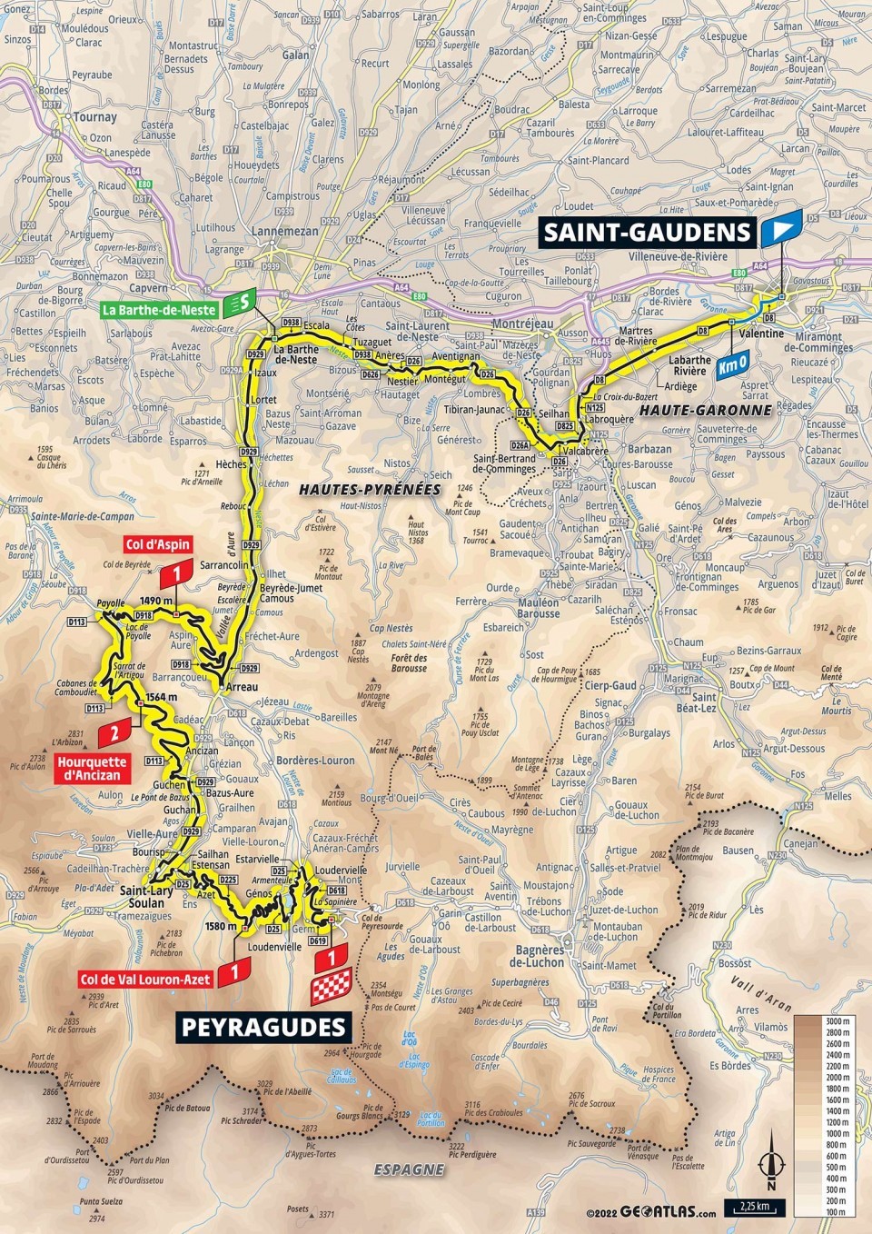 Mapa: 17. etapa na Tour de France 2022.