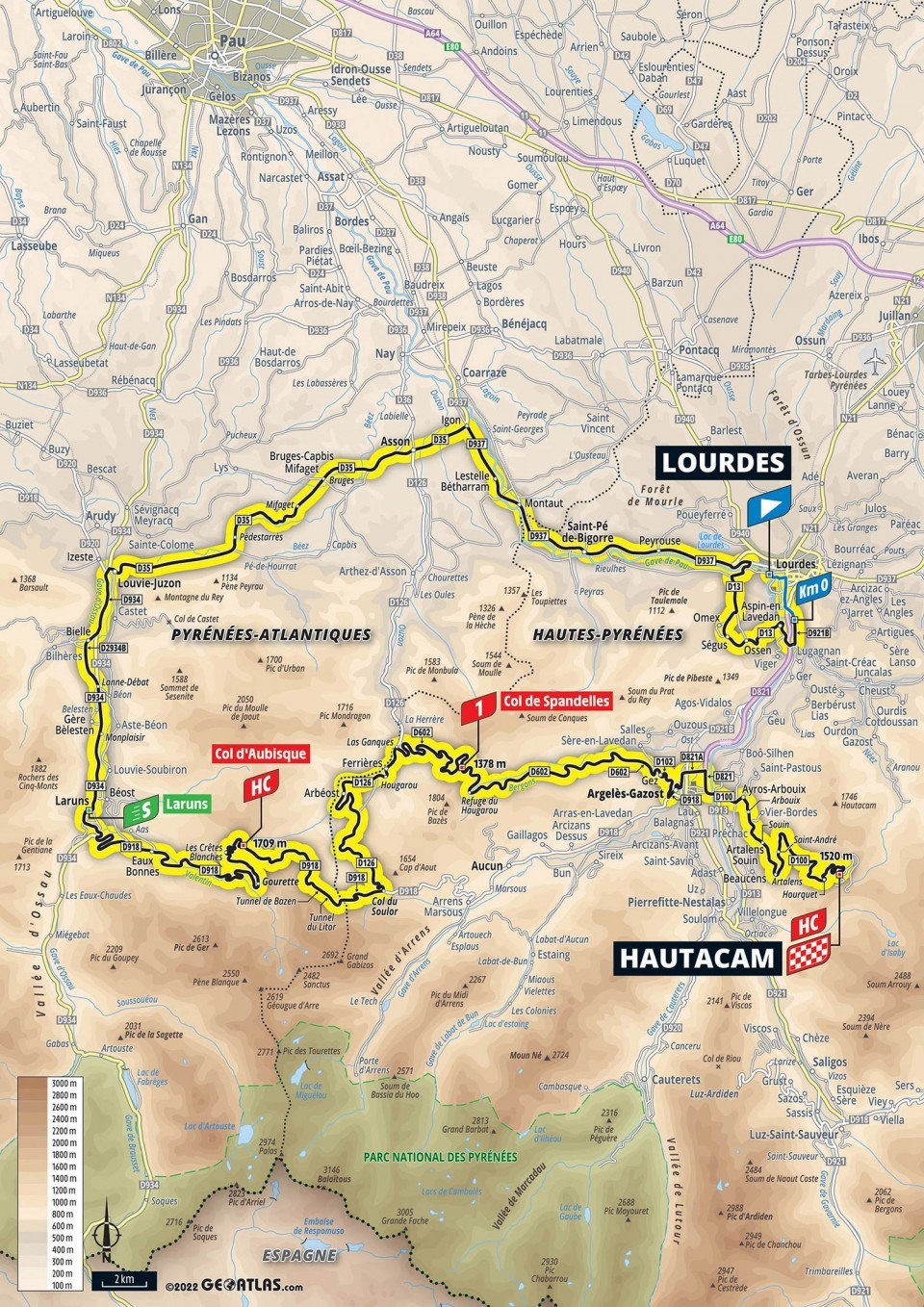 Mapa: 18. etapa na Tour de France 2022.