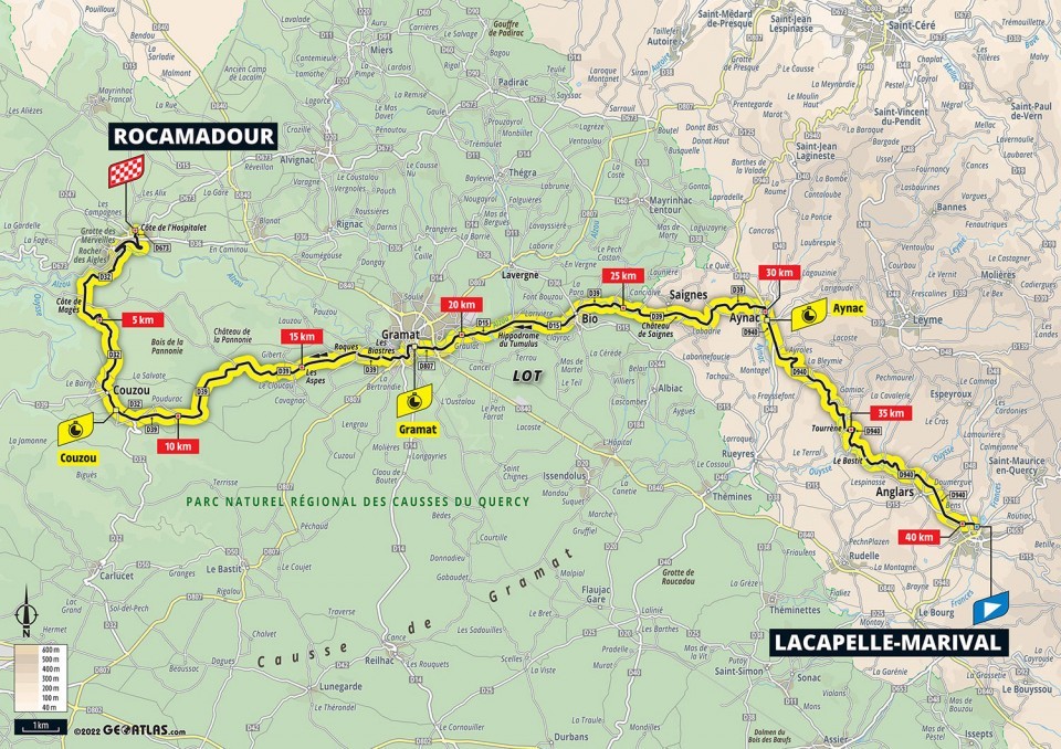 Mapa: 20. etapa na Tour de France 2022.