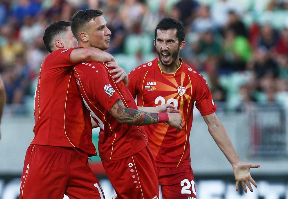 Milan Ristovski sa teší z gólu v drese Severného Macedónska. 