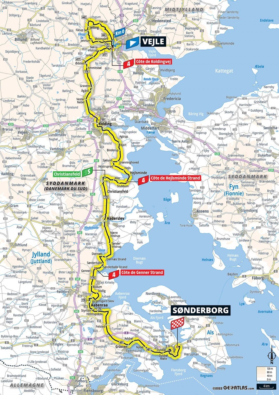 Mapa: 3. etapa na Tour de France 2022.