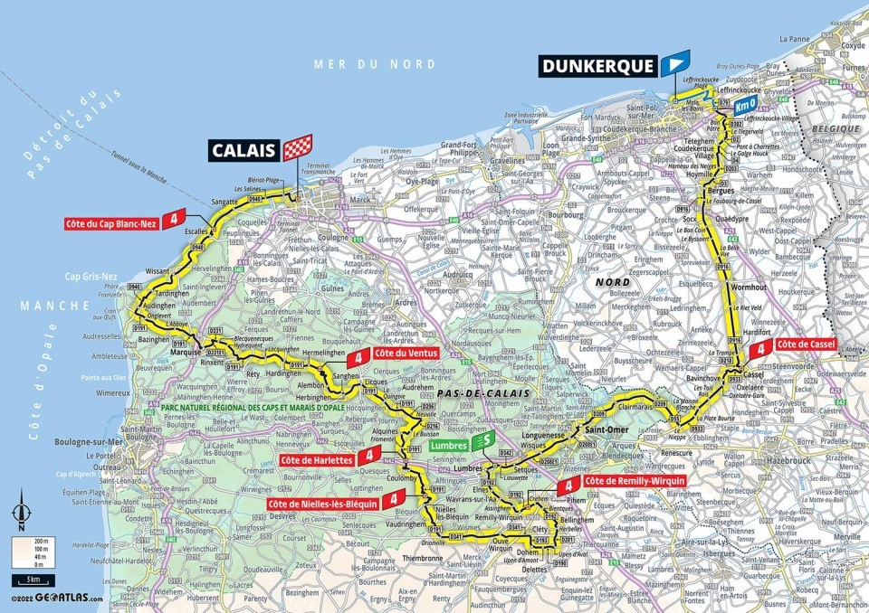 Mapa: 4. etapa na Tour de France 2022.