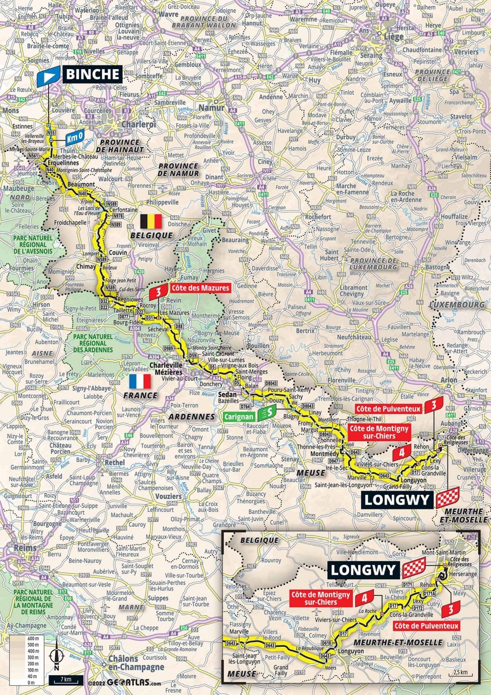 Mapa: 6. etapa na Tour de France 2022.