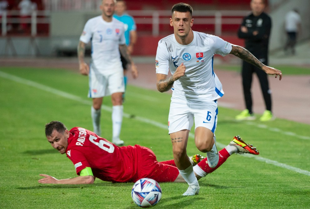 Christián Herc v zápase Bielorusko - Slovensko v Lige národov.
