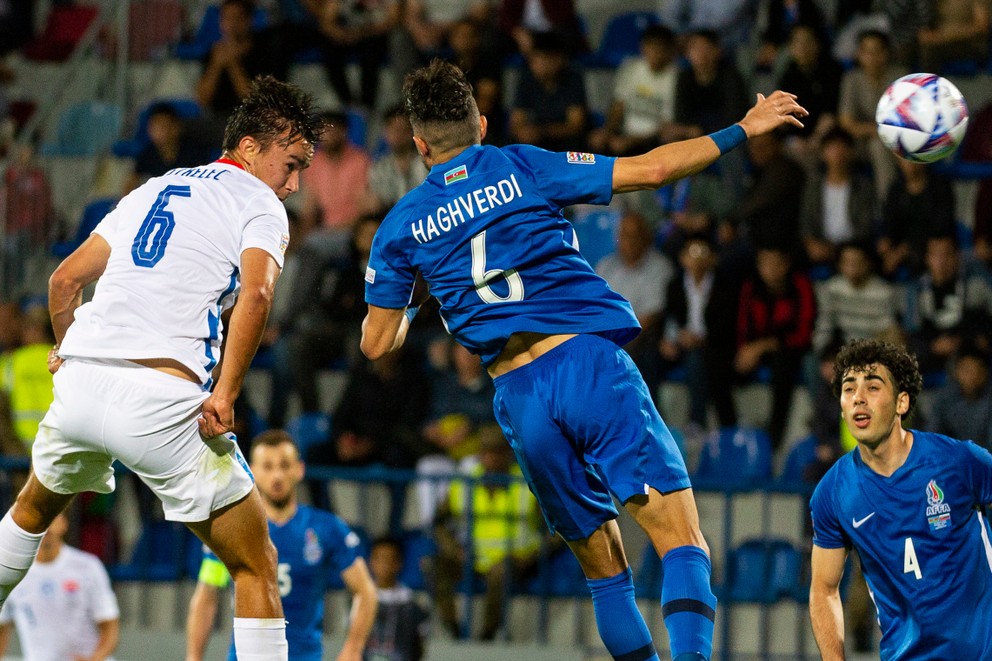 David Strelec v zápase Azerbajdžan - Slovensko v Lige národov.