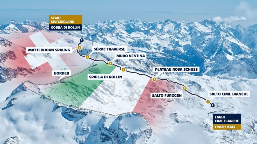 Trať pod Matterhornom so štartom vo Švajčiarsku a cieľom v Taliansku. 