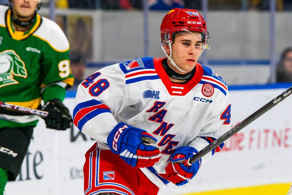 Filip Mešár v drese Kitchener Rangers.