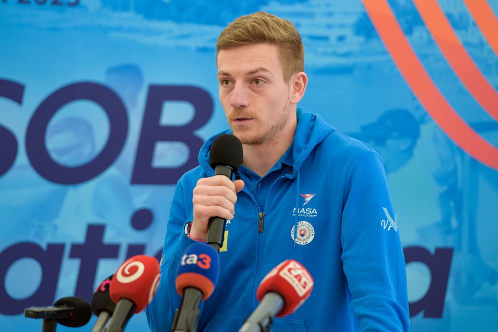 Slovenský šprintér Ján Volko počas tlačovej konferencie k 18. ročníku ČSOB Bratislava Marathon. 