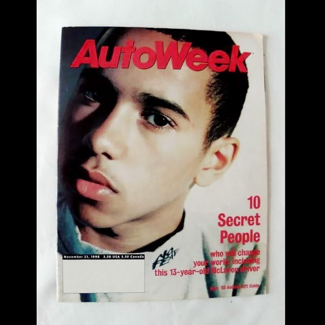 Trinásťročný Lewis Hamilton na titulke magazínu AutoWeek.