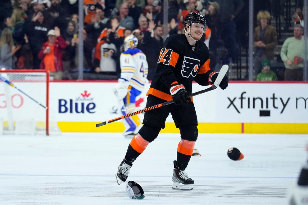 Owen Tippett strelil v drese Philadelphie Flyers svoj prvý hetrik v NHL.