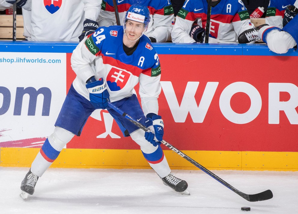 Peter Cehlárik v zápase Slovensko - Nórsko na MS v hokeji 2023.