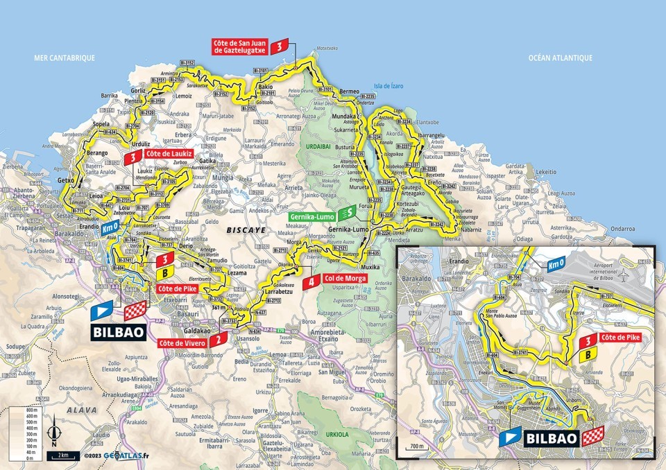 Mapa: 1. etapa na Tour de France 2023.