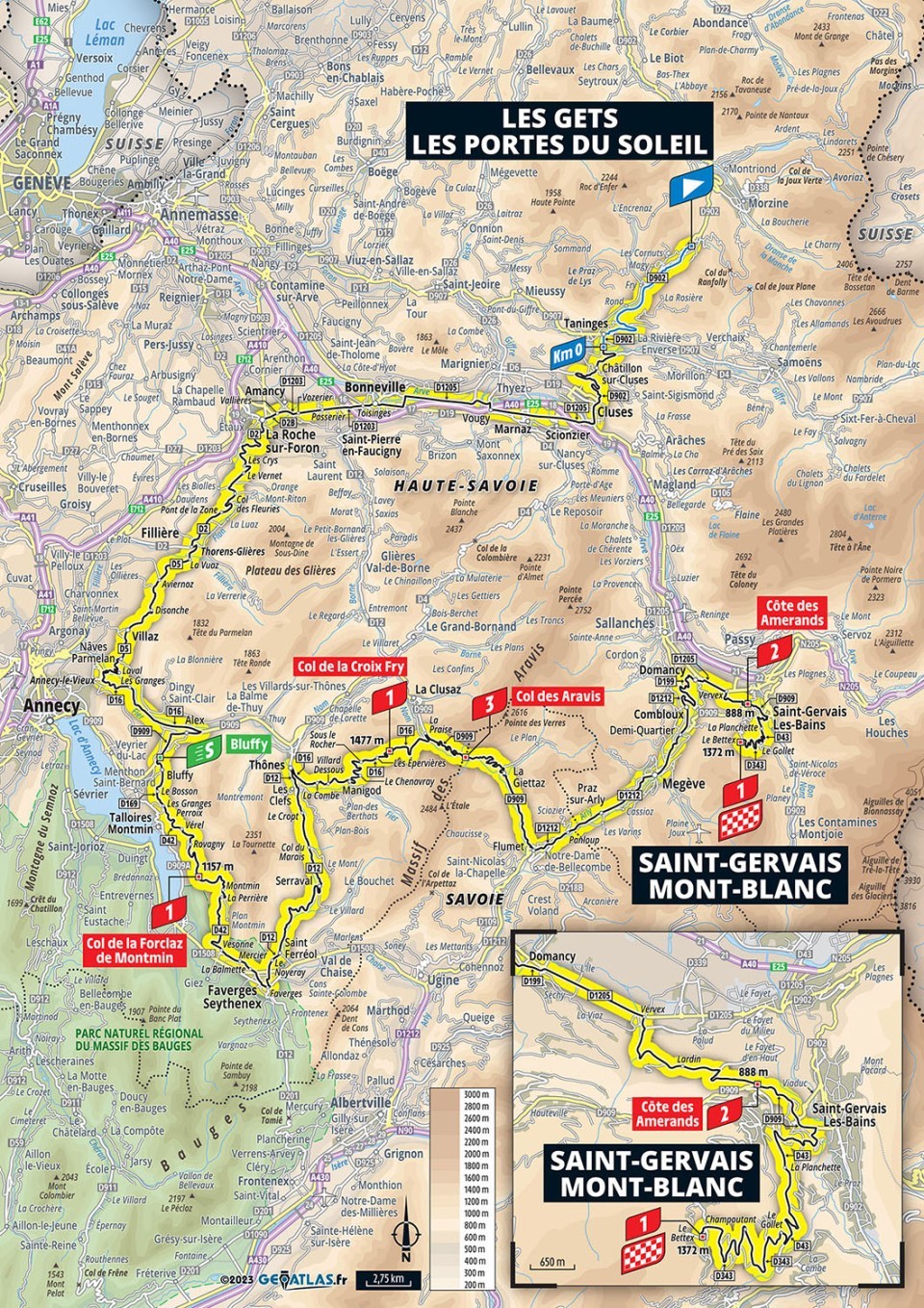 Mapa: 15. etapa na Tour de France 2023.